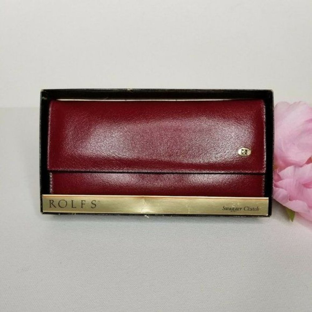 Vintage Rolfs Womens Leather Swagger Clutch 80s